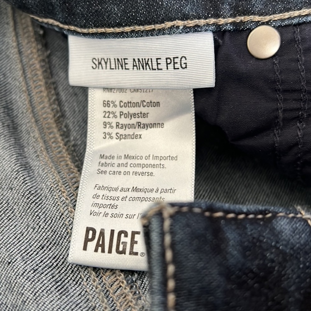 Paige Skyline Ankle Peg Dark Wash Jeans - Picture 4 of 10